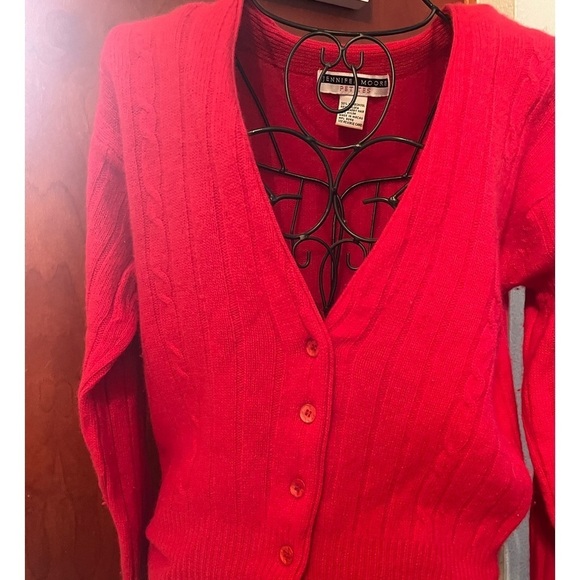 Jennifer Moore Petites Sz S Lambswool Thai Retro V-neck Red Knit Cardigan
﻿ - Picture 3 of 8